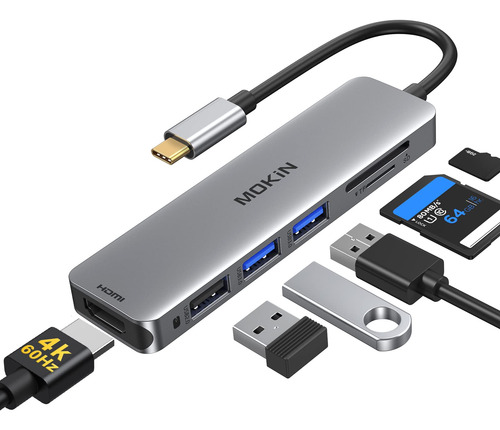 Mokin - Adaptador Usb C Para Macbook, Adaptador 6 En 1 Para