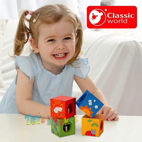Imagen 5 de 7 de Cubos De Madera Puzzle Animales Rompecabezas Classic World