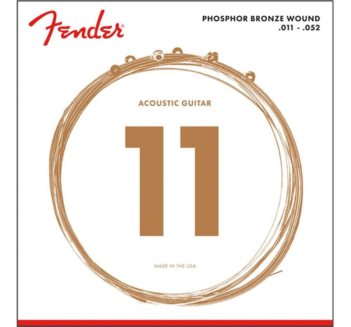 Encordoamento Fender .011 Phosphor Bronze Para Violão Aço