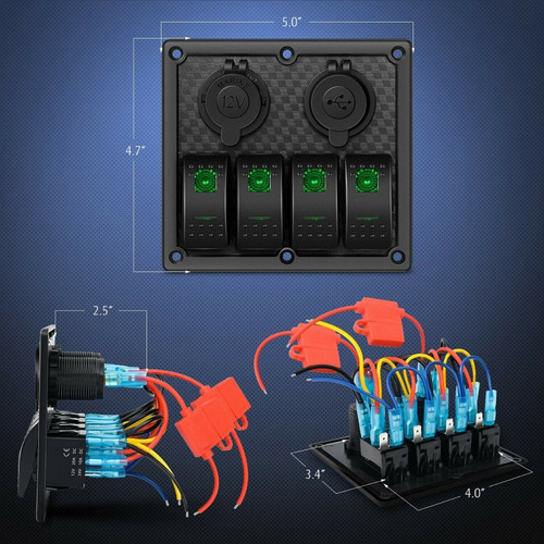 Panel Botones Interruptor 12v A 24v Botonera Switch Autos 4b