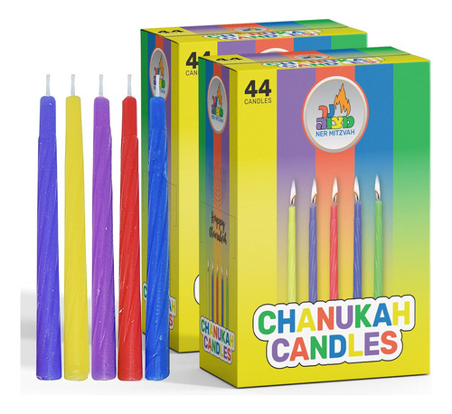 Ner Mitzvah Chanukah Velas Colorido - 44 Ct, 1 Paquete