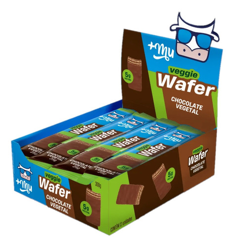 Chocowafer Vegano Sabor de Chocolate Vegetal Com 12 Un 25g +Mu