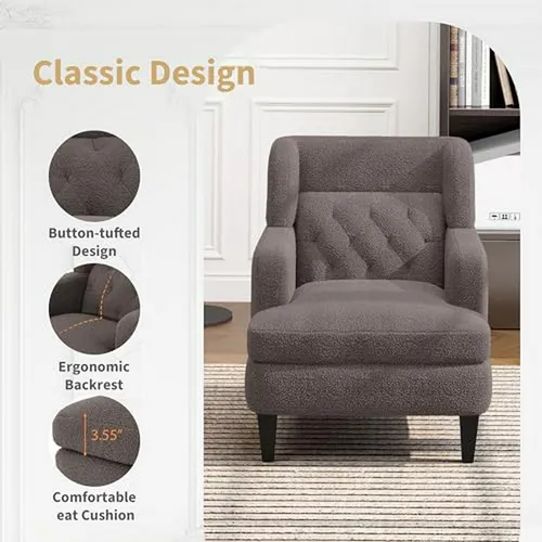 Sillón Acento Moderno Teddy Fleece, Ergonomía Y Estilo Brown