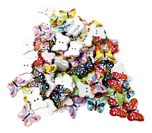 100pcs Surtido Botones De De Mariposa 2 Agujeros Adornos