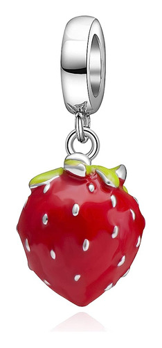 Soukiss Red Strawberry Charms 925 Sterling Silver Fruit Char
