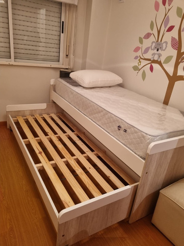 Cama Nido Doble 1 Plaza Reforzada Con Molduras Laqueadas 