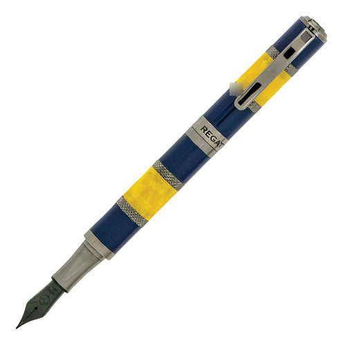 Pluma Estilografica Usa Regatta Sport Azul Amarillo Punta