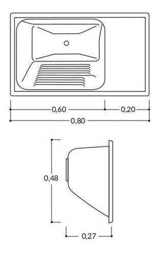 Imagen 2 de 9 de Durafort Pileta Lavadero Con Mesada Derecha 80x48