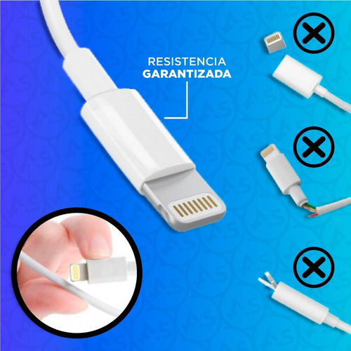 Imagen 6 de 10 de Cable Cargador Usb Lightning Original iPhone 5 6 7 8 X 11 12