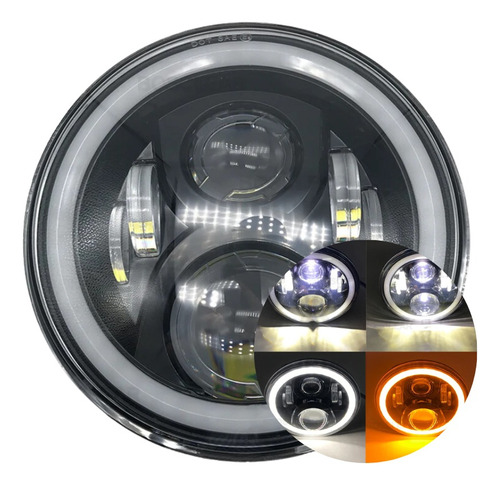 Faro Led 7 Pulgadas Con Ojo De Angel Jeep Wrangler Moto 