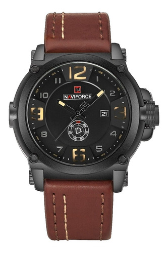 Relógio Naviforce 9099 Prova D'água Masculino Esportivo Militar Pulseira De Couro