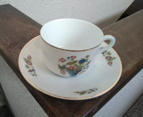 Duo Taza Cafe Plato Pocillo Porcelana Rfh Checoslovaquia C/u