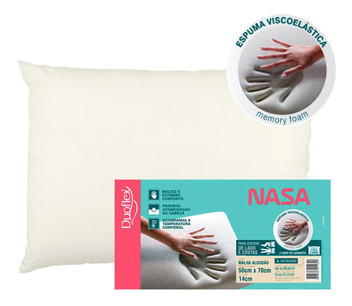 Travesseiro Nasa Viscoelástico - 14 Cm - Duoflex