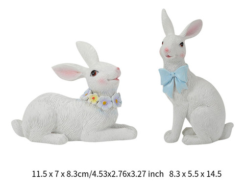 2 Piezas Estatuas De Conejo De Pascua Figuritas De Conejo De