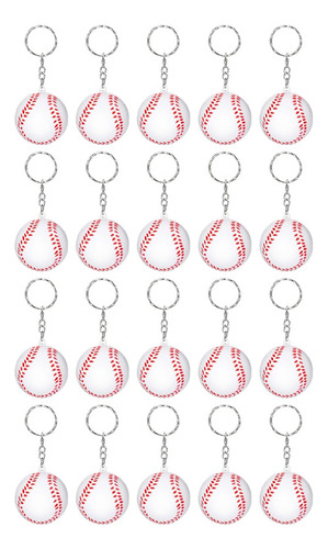 Paquete De 20 Llaveros De Béisbol Blancos Para Obsequios De