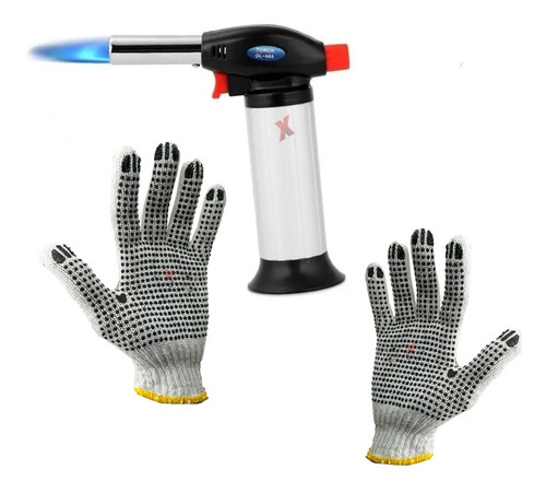 Soplete Flambeador Quemador + Guantes Antides Cocina Gourmet