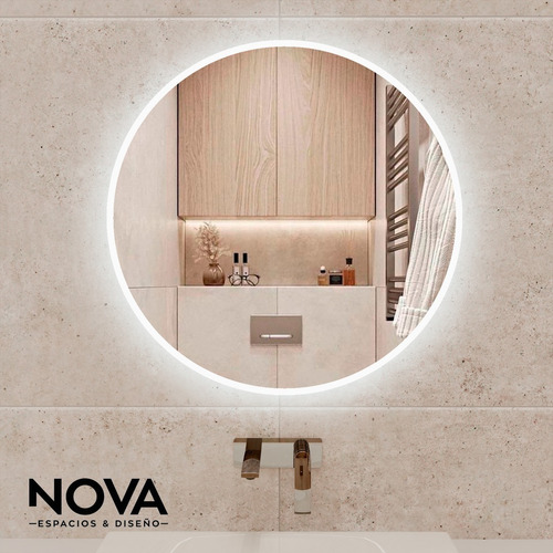 Nova Espejo De Baño Sole 90*90 Luz Led Antiempañante 0016