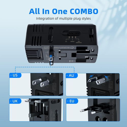 Adaptador De Viaje Con Convertidor De Voltaje Funpro Step Do