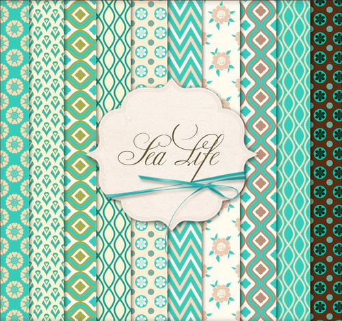 Kit De Papel Digital Shabby Chic Mar Turquesa Sea Life