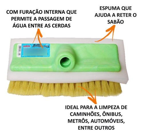 Vassoura Lava Ônibus Nylon Com Espuma Rosca 28mm - 4 Peças