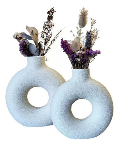 Florero Nordico Donut Moderno Texturado Deco Dona 3d