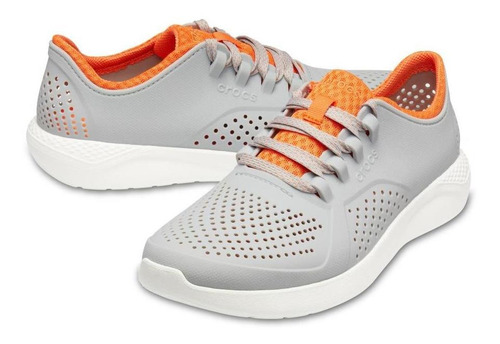 Imagem 3 de 6 de Crocs Literide Pacer Cinza/laranja