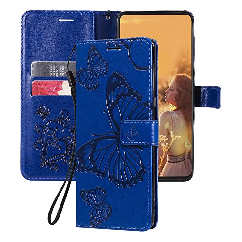 Funda Para Google Pixel 2 Big Butterfly Azul Pu Leather-02