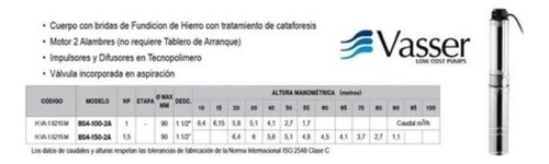 Imagen 9 de 11 de Bomba Sumergible De Pozo Motorarg Vasser 1.5hp Monof 6000l/h