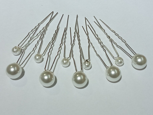 Set De 10 Horquillas Con Perlas Ideal Para Novias O Fiesta