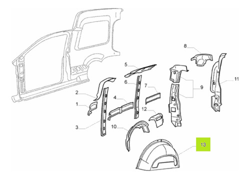 Pasarrueda Trasero Ext Der  Fiat Fiorino Fire Evo 2014-22