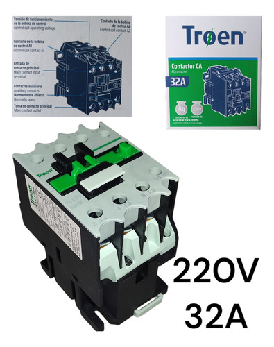 Contactor Corriente Ca 32a 220v Tr-lc1-32a Troen