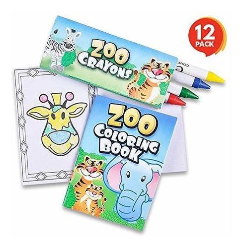 Juego De 12 Minilibros Para Colorear Con Animales Del Zoológ