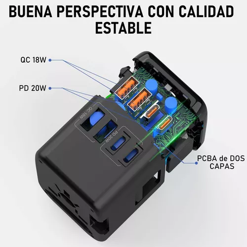  Adaptador de enchufe de viaje europeo para Europa y Reino  Unido, de Estados Unidos a Irlanda, Italia, Francia, España, Grecia,  Alemania, Israel, artículos esenciales de viaje, cargador USB de toma de