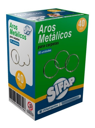 Aros Metálicos Para Carpeta 40mm Sifap Caja X 100 U