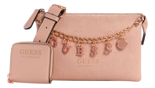 Bolsa Guess Factory Ar959070-ros Acabado De Los Herrajes Níquel Color Rosa Correa De Hombro Rosa Diseño De La Tela Lisa