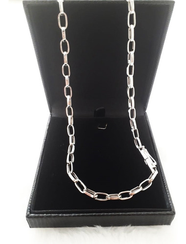 Corrente Cordão Baguete 12 Gramas 4mm 65cm Ouro Branco 18k
