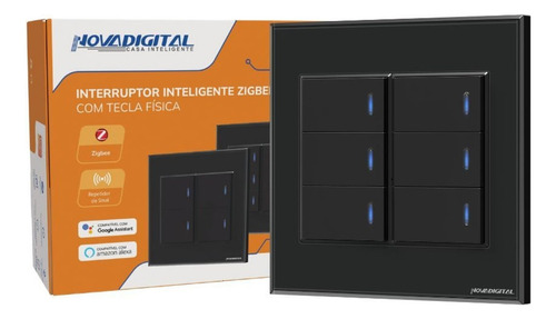 Interruptor Zigbee Inteligente 4x4 6 Botões Físicos Alexa
