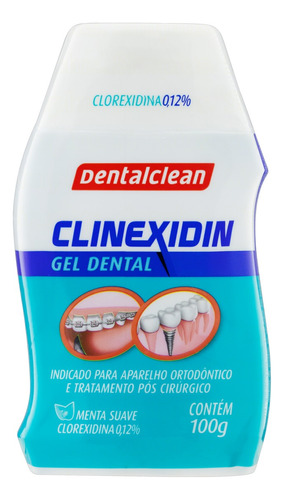 Gel Dental Menta Suave Dentalclean Clinexidin Frasco 100g