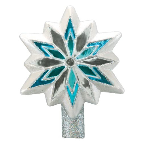 Snowflake Tree Top Glass Blown Ornament For Christmas T...
