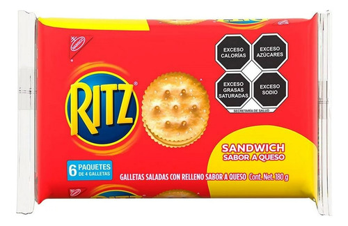 Galletas Ritz Con Relleno Sabor Queso 2 Paquetes 180gr C/u