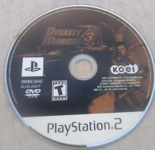 Video Juego Ps2, Dynasty Warriors 3,  Sony Play Station 2