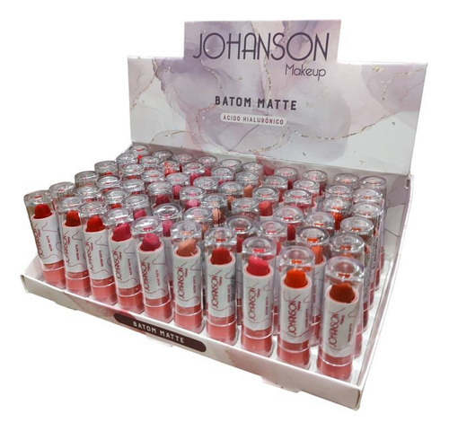 Batom Matte Johanson Atacado Cx 50un 10 Cores + Provadores