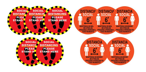 10pc Social Distancing Floor Stickers Autoadhesivo Aviso De