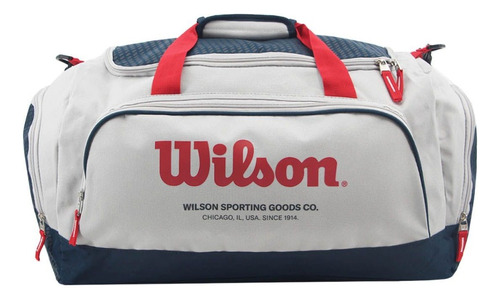 Bolso Wilson Deportivo Viaje Urbano Bolsillo Gimnasio Cierre Color Gris Claro Liso