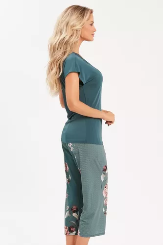 Pijama Capri Supermicro Verde Deep C/ Est Buquet Recco 14253