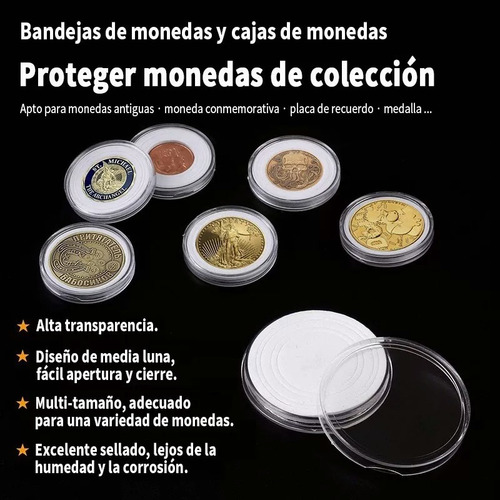 Caja Plástica 100 Capsulas Tamaño Ajustable Para Moneda 30mm