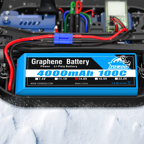 Yowoo 2 Paquetes 4s 14.8v 4000mah 100c Batería De Grafeno