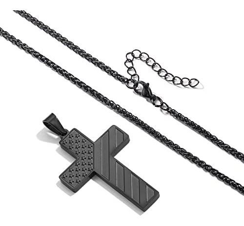 Duodiner Collar De Cruz Negra Para Hombres Y Niños, Cadena C