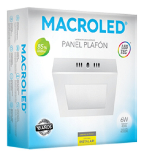 Plafon Led Cuadrado 6w Marco Blanco 12cm Macroled Frio Cal