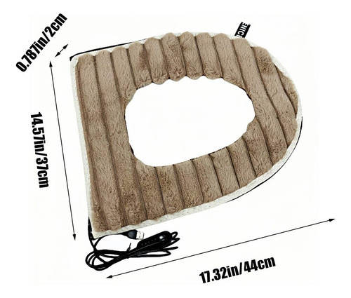 Funda De Asiento De Inodoro Calefaccionada Usb Felpa Suave Caqui Nombre Del Diseño